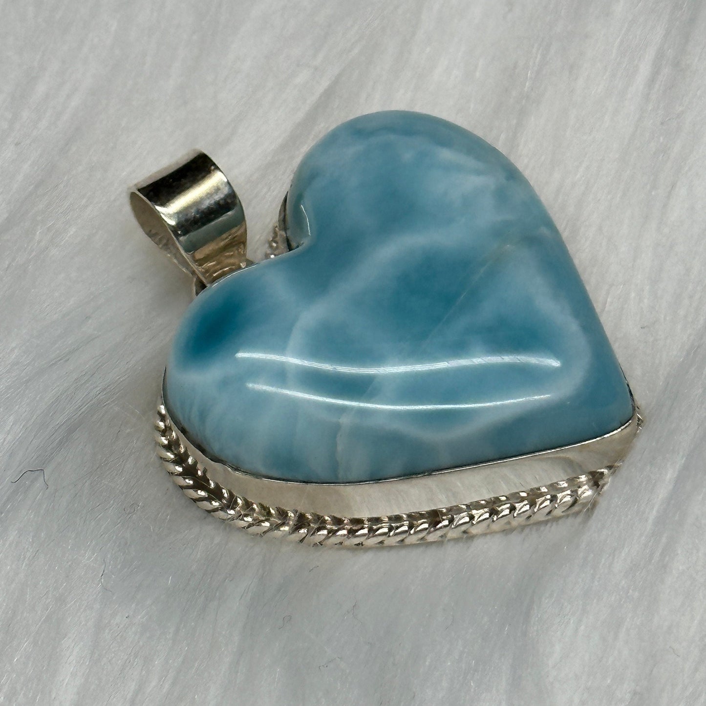 Heart Shaped Larimar Crystal Pendant, Authentic Larimar Pendant