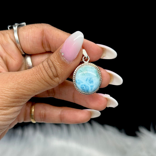 Beautiful Grade AAA Larimar Pendant Round Shaped, Larimar Crystal Pendant