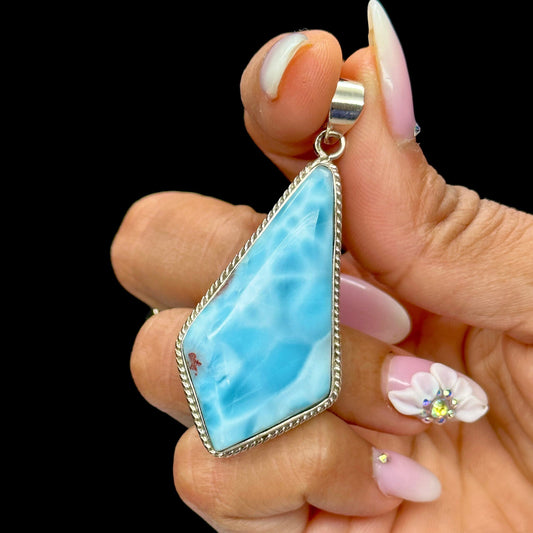 Stunning Larimar Pendant, Natural Larimar Crystal Pendant