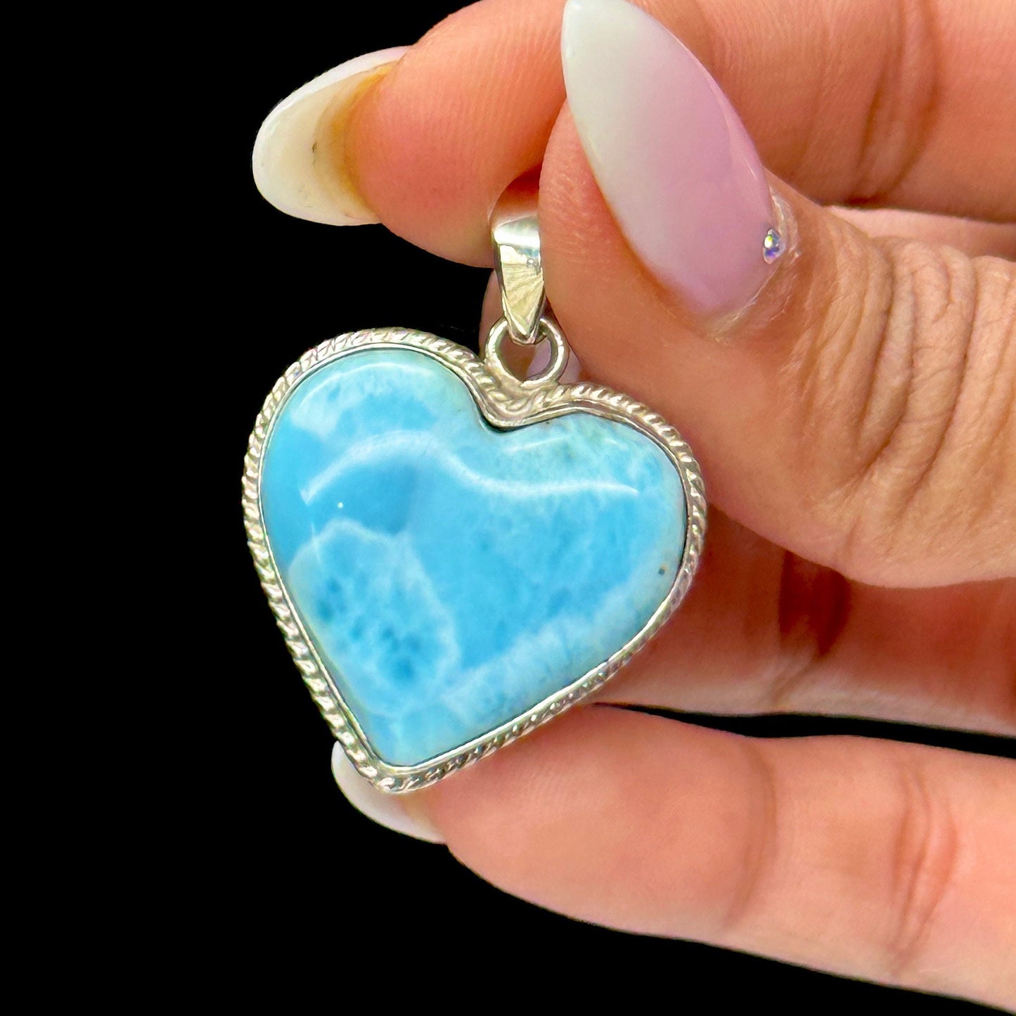 Top Grade Larimar Crystal Heart Shaped Pendant, Larimar Pendant