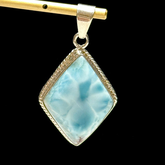 Beautiful Diamond Shaped Larimar Pendant, Larimar Crystal Pendant