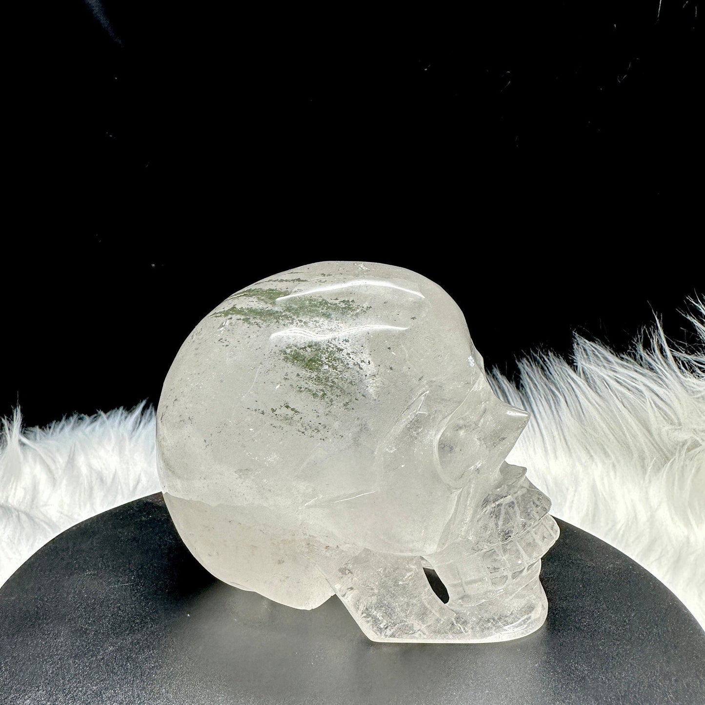 Rare Tibetan Himalayan Green Phantom Skull, Himalayan crystal skull with green phantom