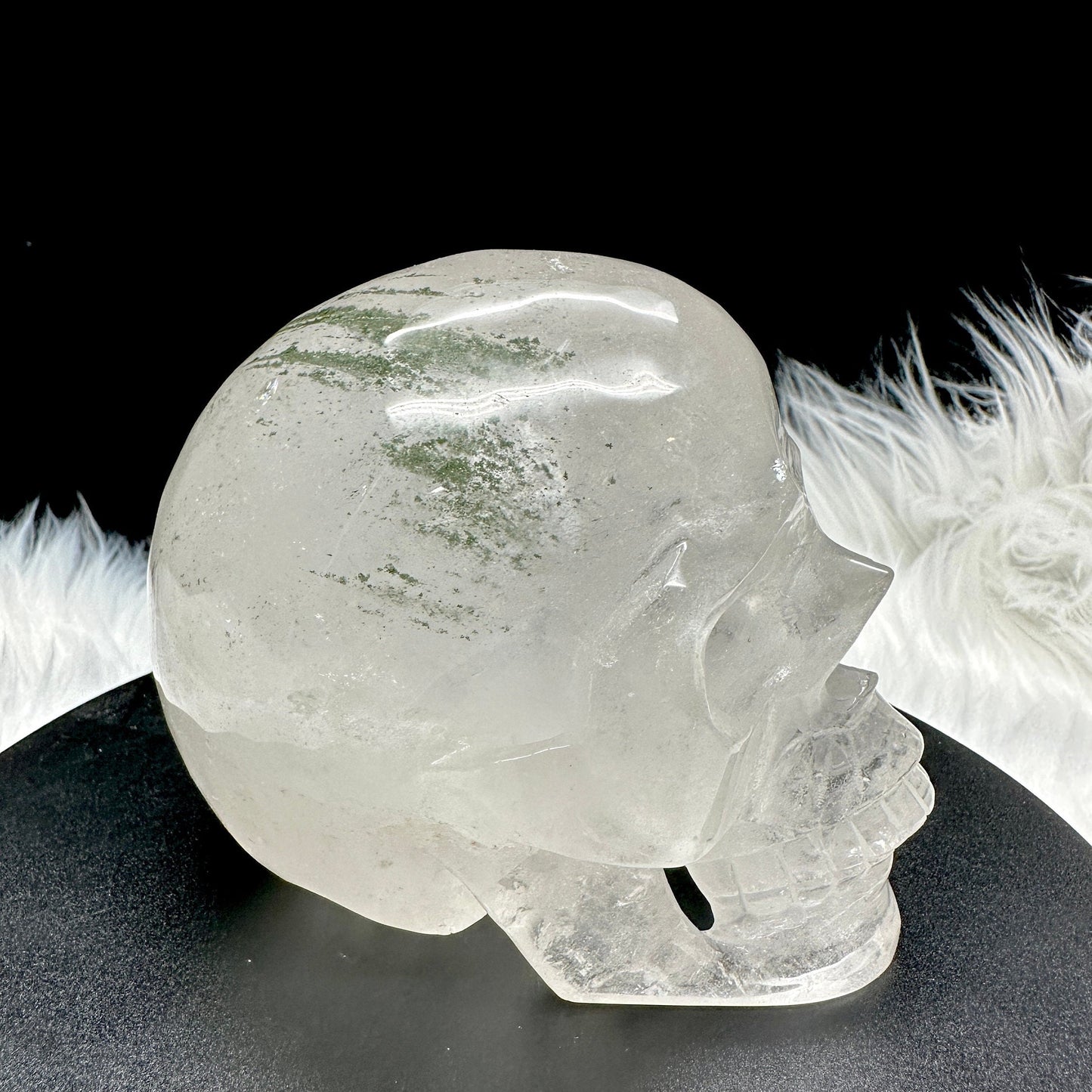 Rare Tibetan Himalayan Green Phantom Skull, Himalayan crystal skull with green phantom