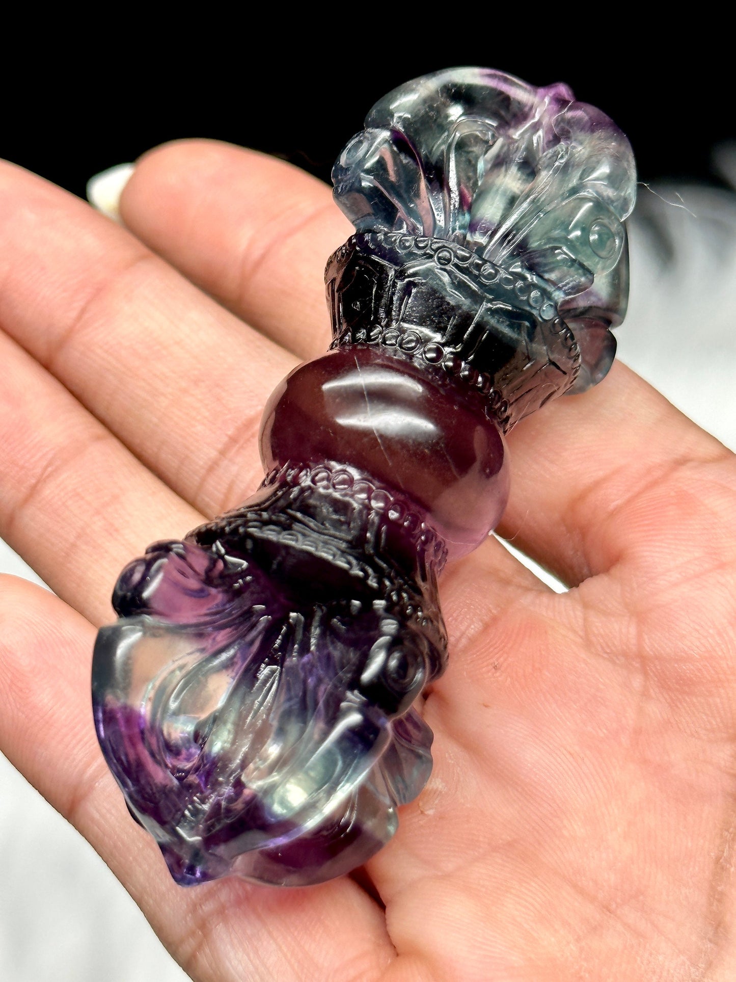 Fluorite Dorje Phurba, Hand Crafted, Amulet Crystal, Buddhist Ceremonial, Reiki Healing