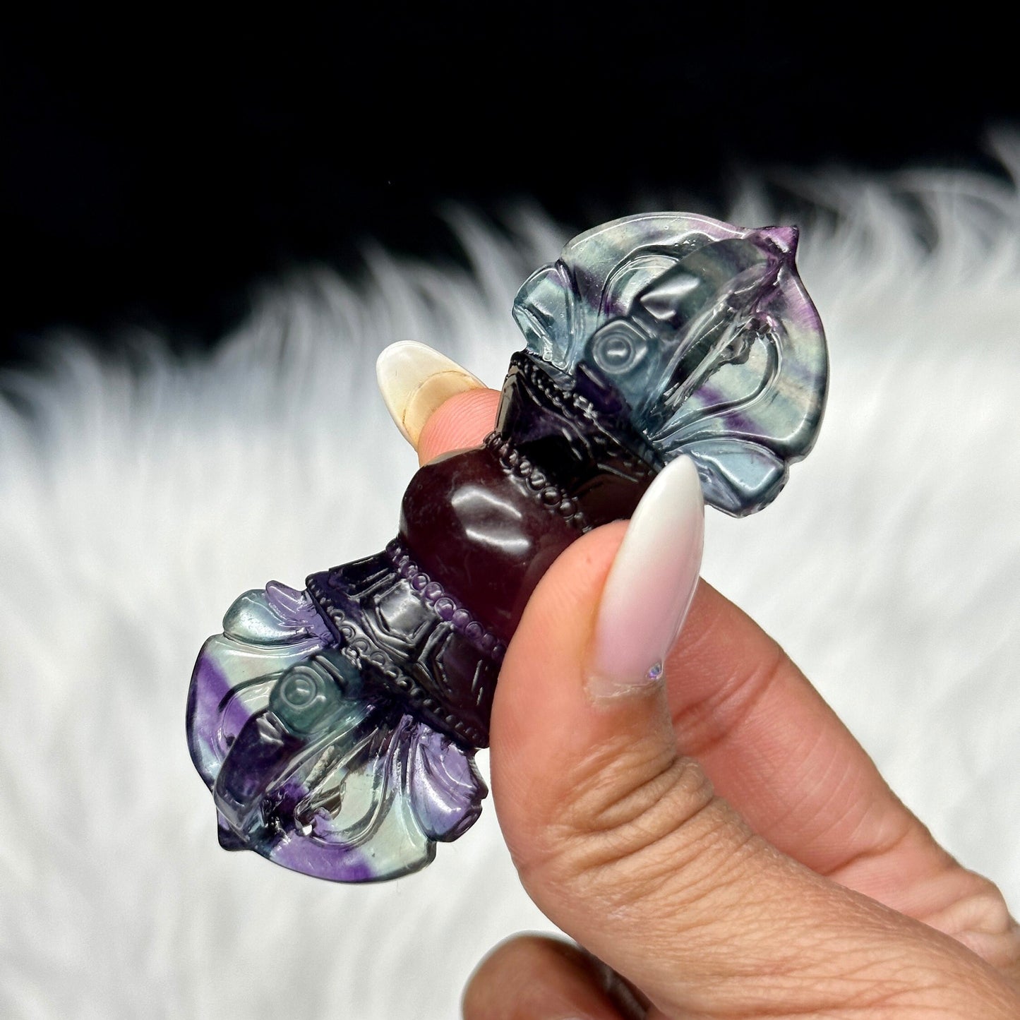 Fluorite Dorje Phurba, Hand Crafted, Amulet Crystal, Buddhist Ceremonial, Reiki Healing