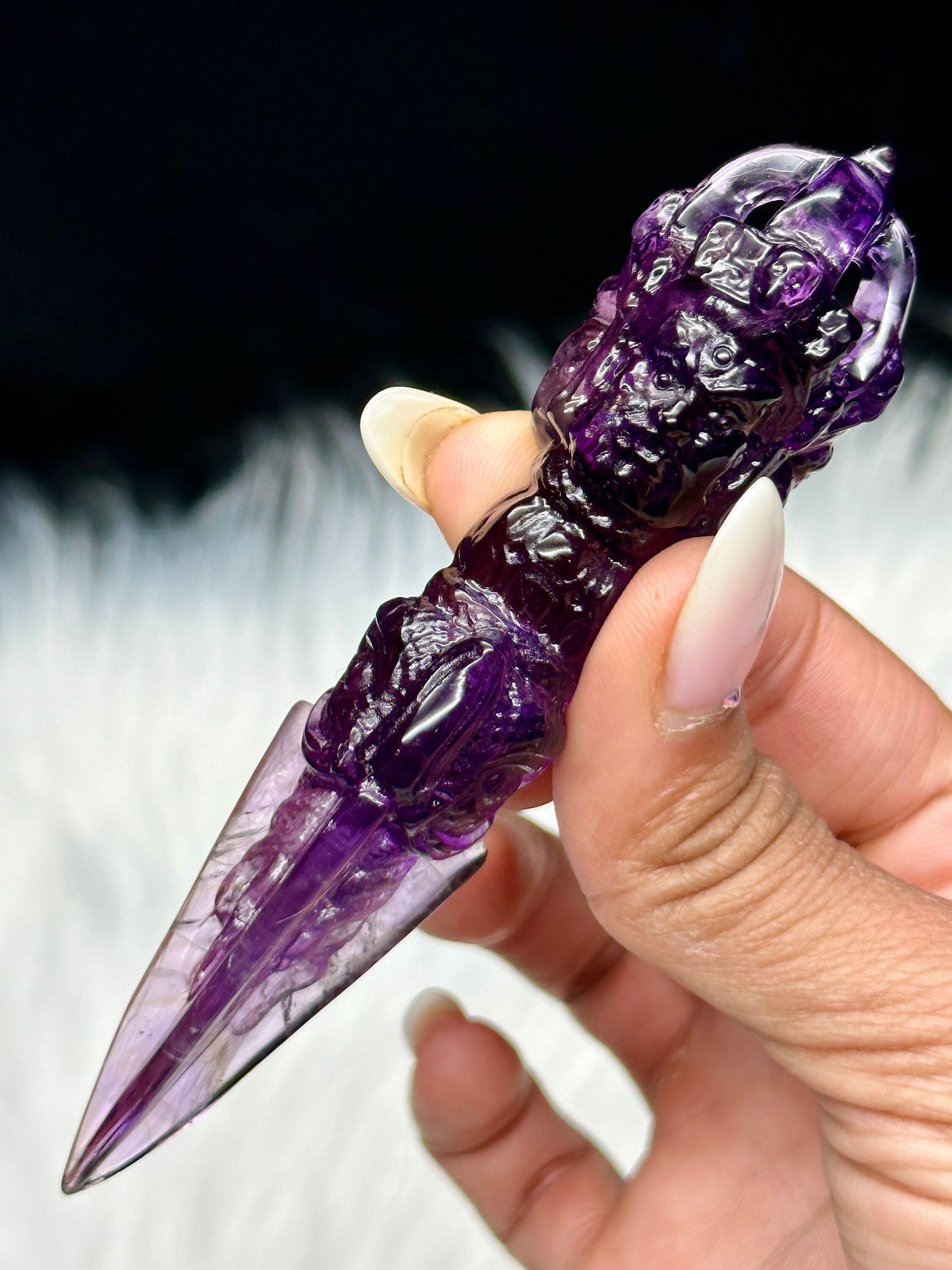 High Quality Amethyst Phurba Wand Channel to your Higher Self Buddhist Gem