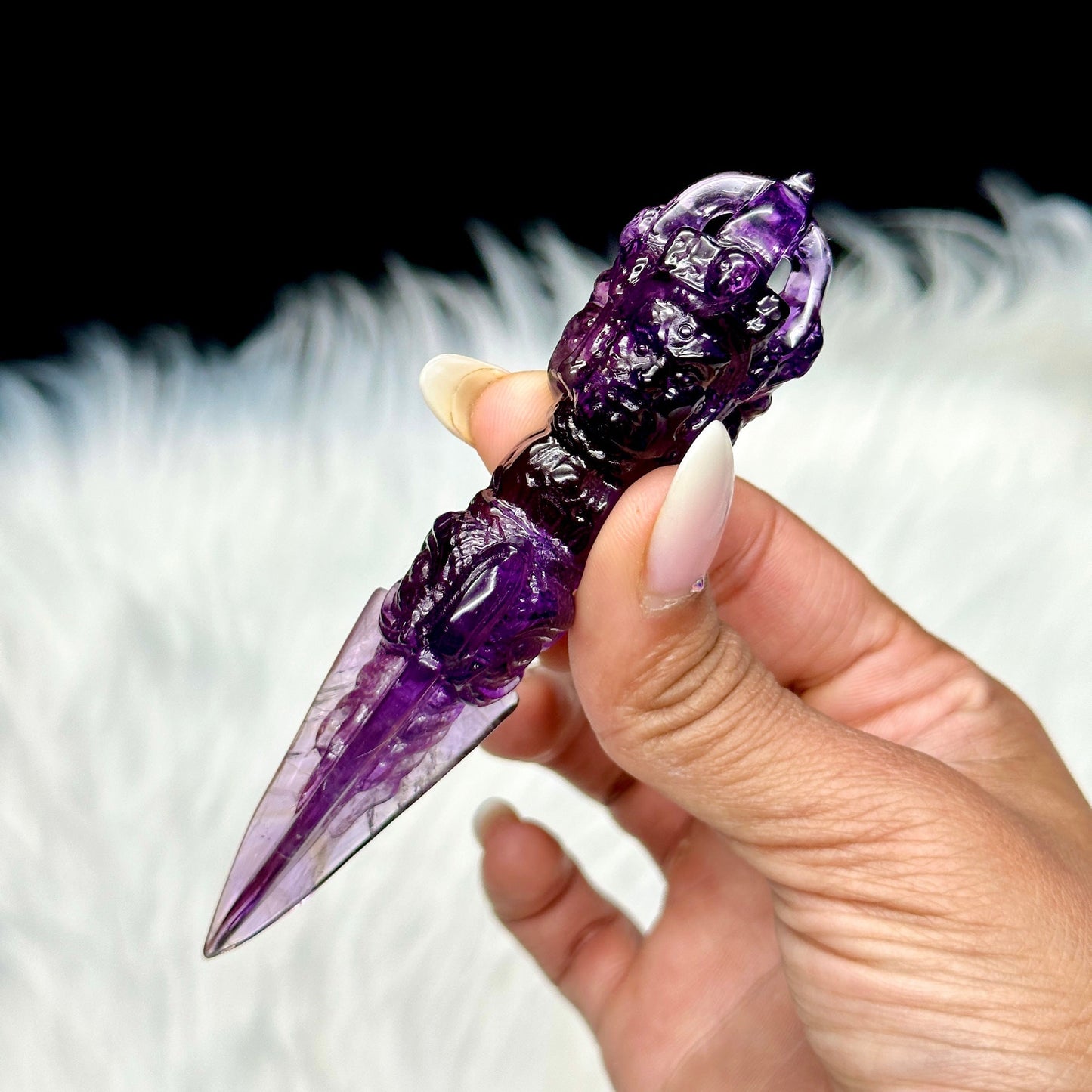 High Quality Amethyst Phurba Wand Channel to your Higher Self Buddhist Gem