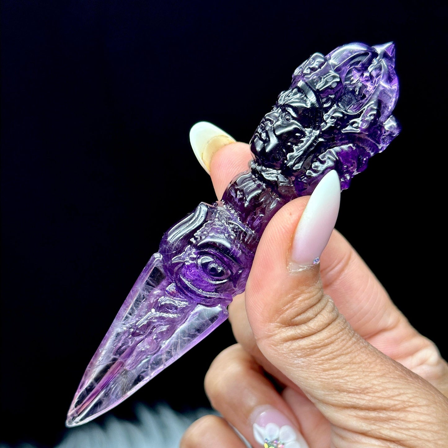 High Quality Amethyst Phurba Wand Channel to your Higher Self Buddhist Gem