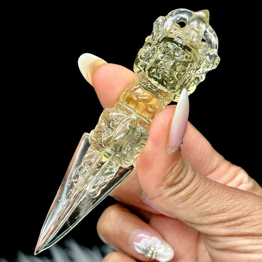 Natural Brazilian Citrine Phurba Wand, Citrine Crystal Phurba Wand- 4.2 inches