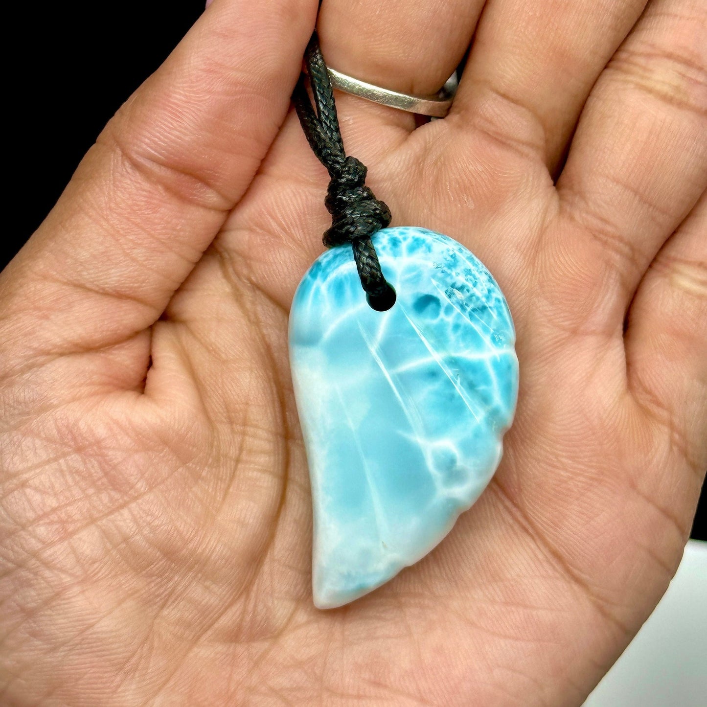 Grade AAA Larimar Crystal Angle Wing Pendant, Larimar Pendant necklace