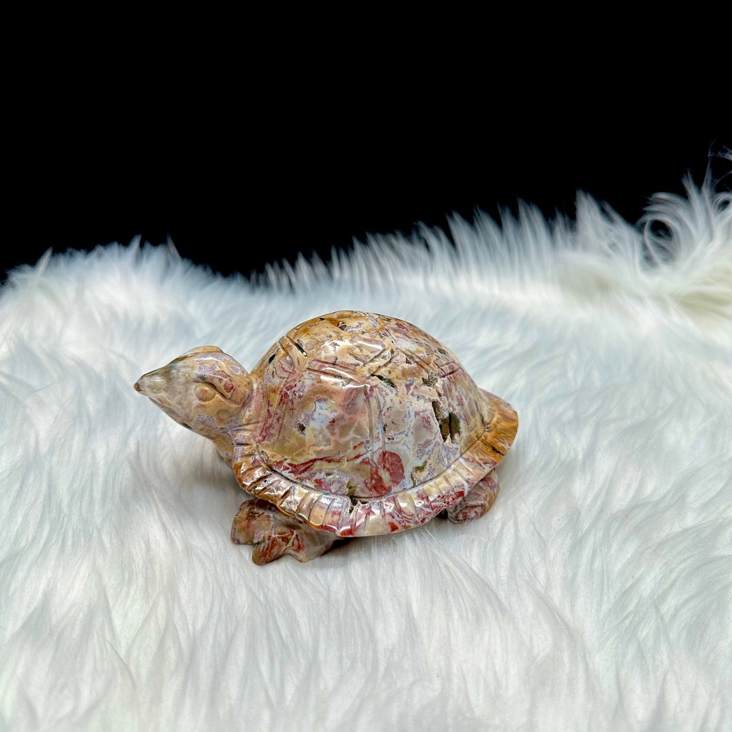 Colorful Ocean Jasper Turtle Carving