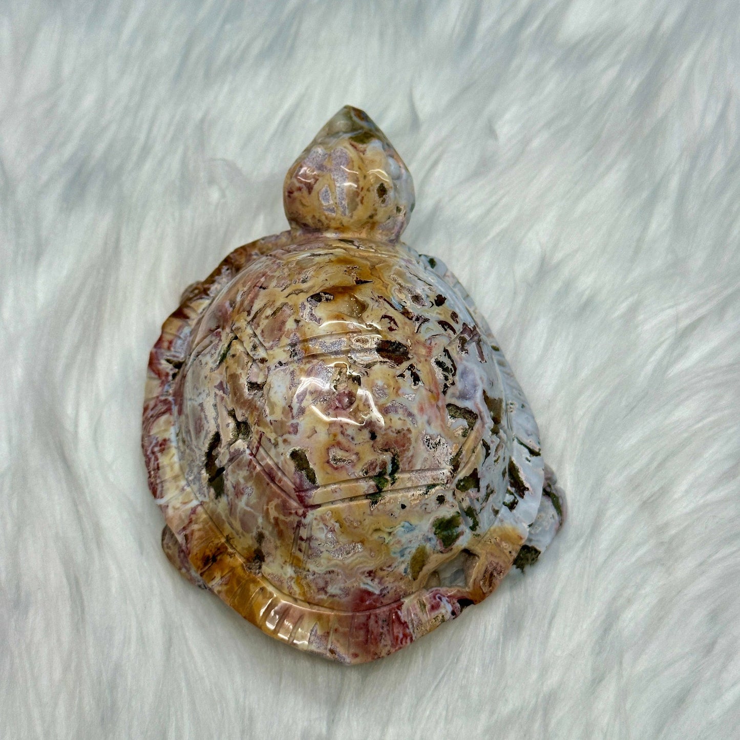 Colorful Ocean Jasper Turtle Carving