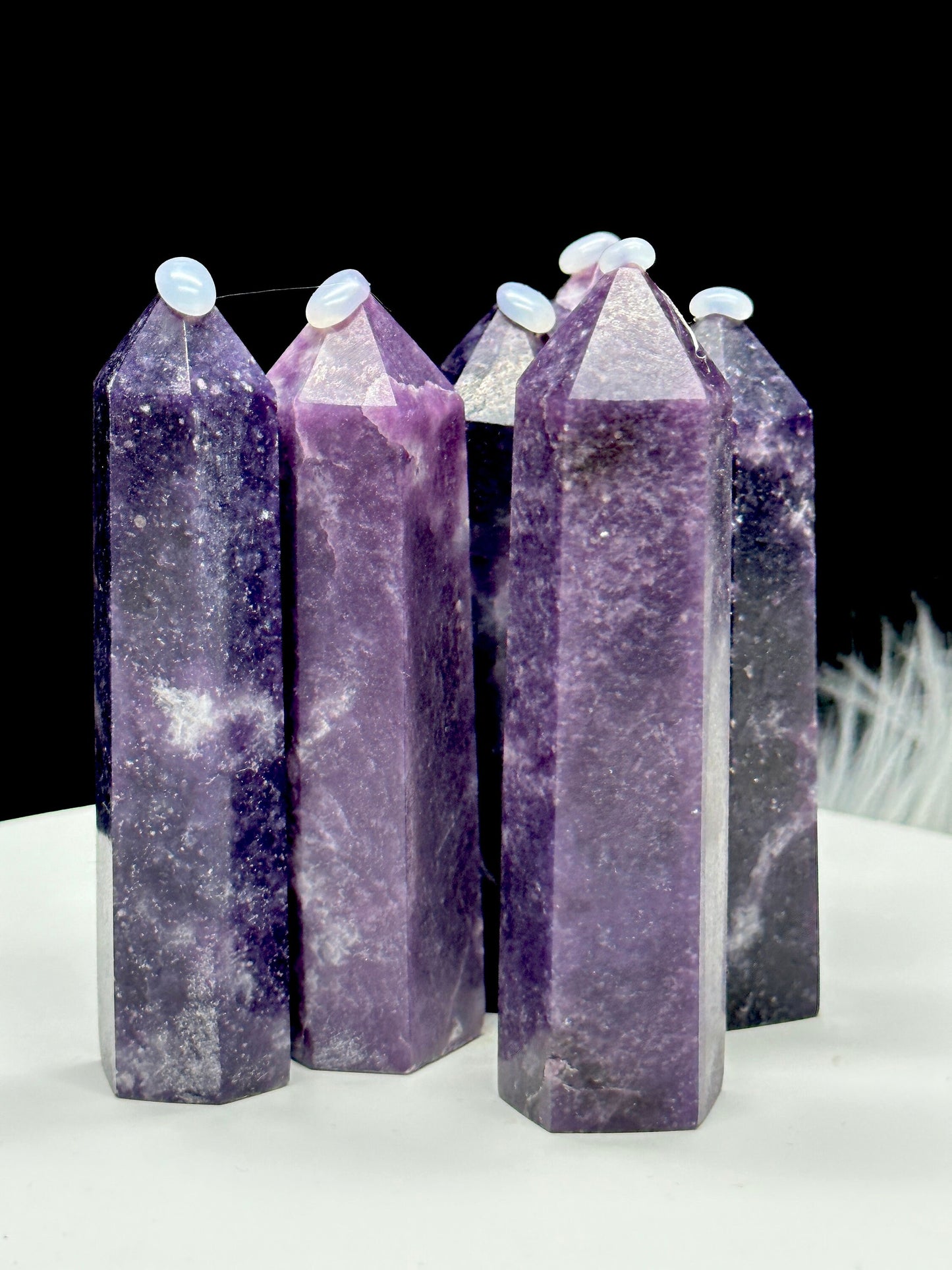 Purple Lepidolite Tower, lepidolite crystal point, Mica tower - 4 inches tall