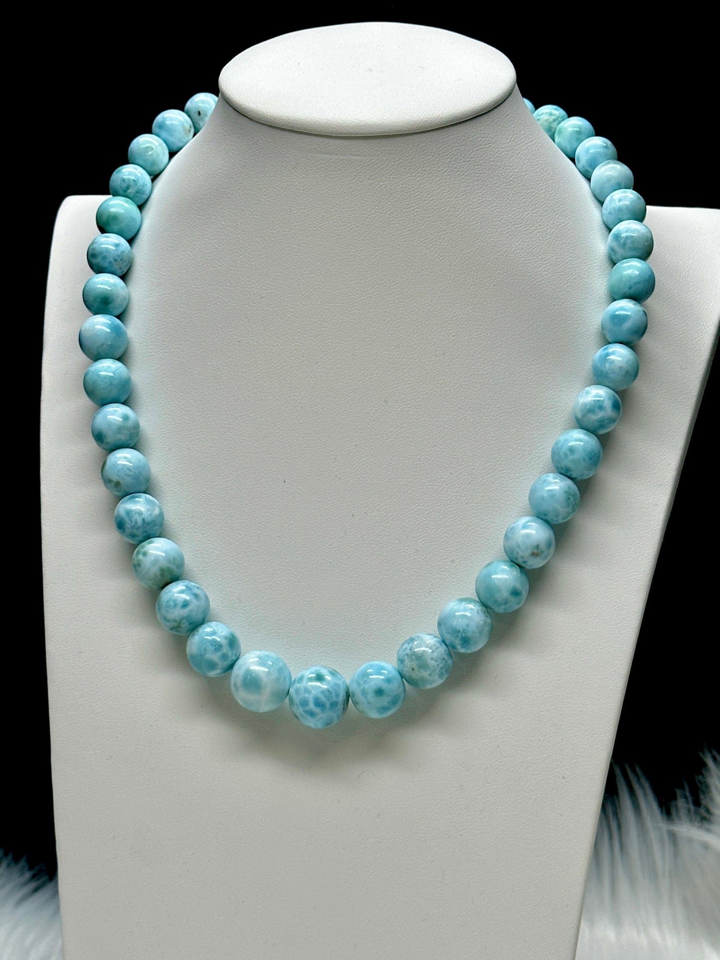 Grade AAA Larimar Necklace, Large Bead Larimar Necklace