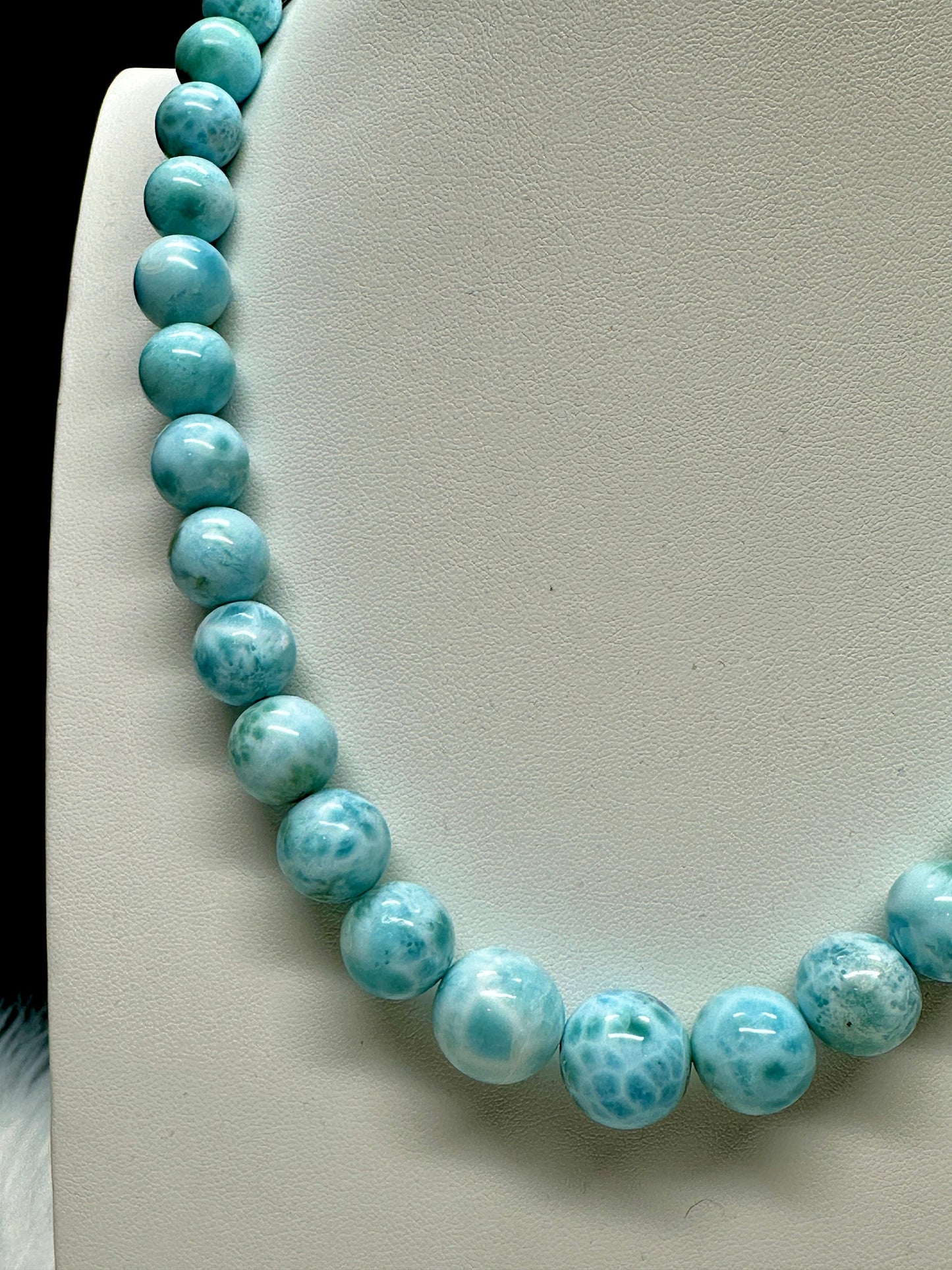 Grade AAA Larimar Necklace, Large Bead Larimar Necklace