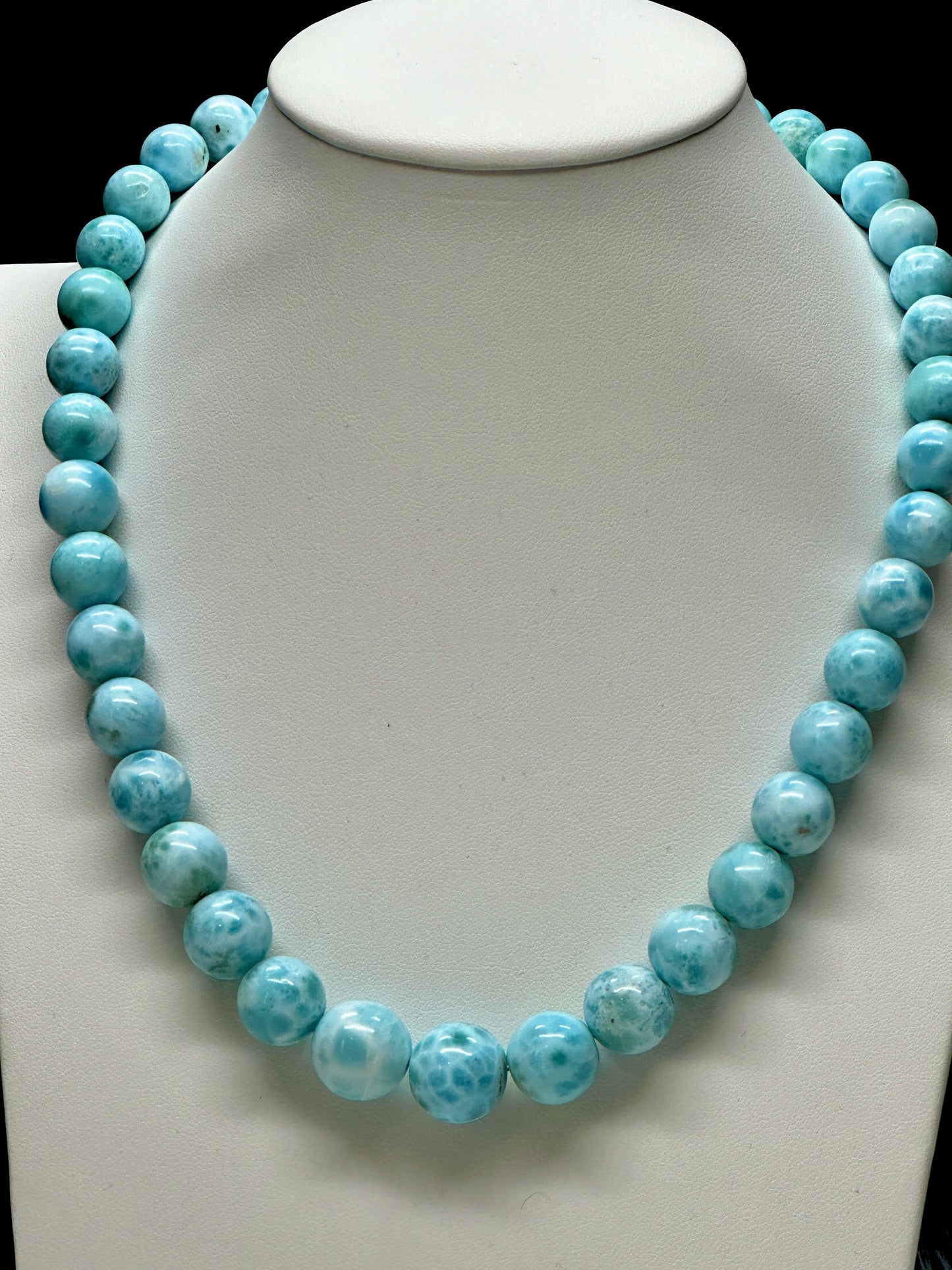 Grade AAA Larimar Necklace, Large Bead Larimar Necklace