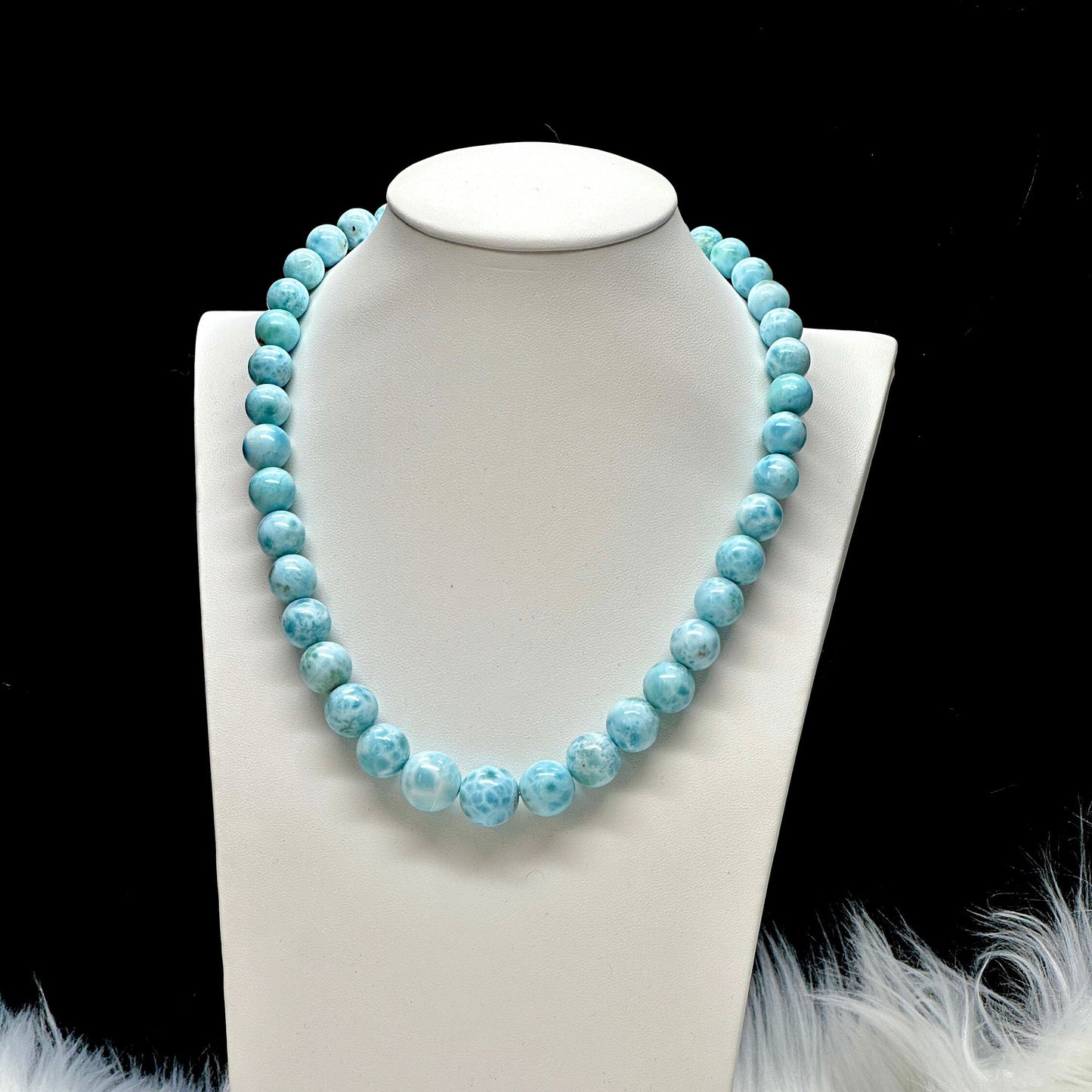 Grade AAA Larimar Necklace, Large Bead Larimar Necklace