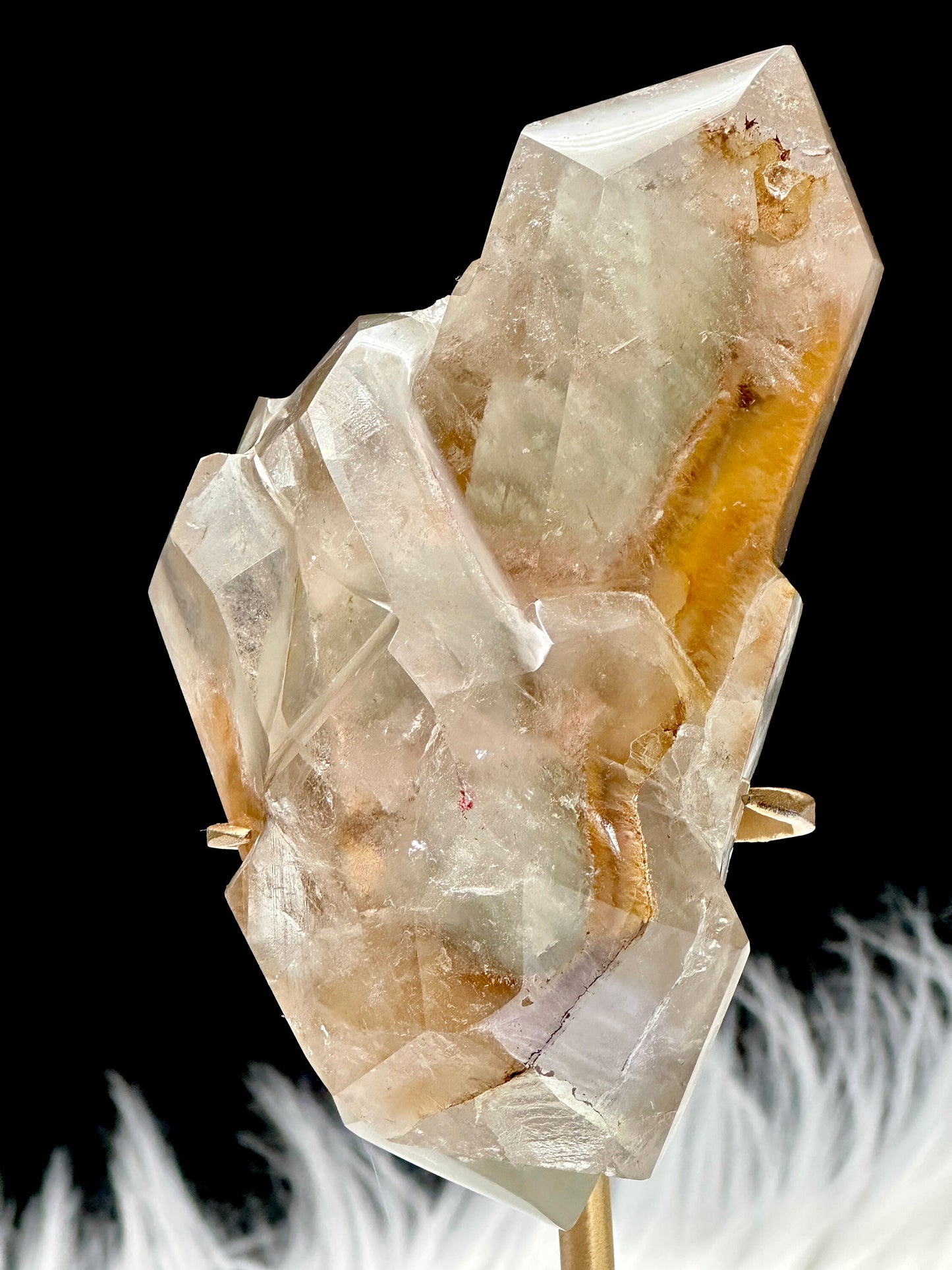 Rare Natural Red Rabbit Hair Quartz Crystal Point Specimen on stand, Rabbit hair rutile in Quartz crystal specimen, Rutilated Quartz