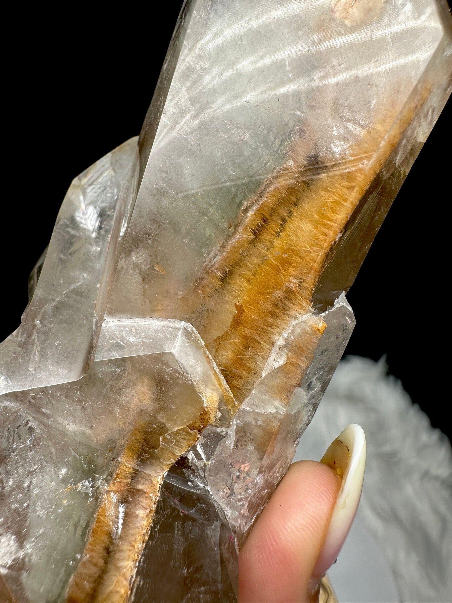 Rare Natural Red Rabbit Hair Quartz Crystal Point Specimen on stand, Rabbit hair rutile in Quartz crystal specimen, Rutilated Quartz