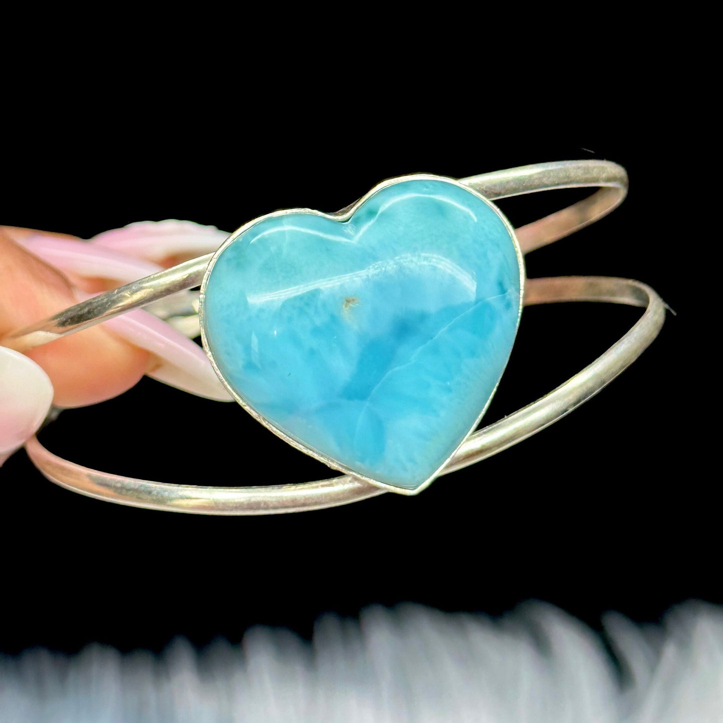 Beautiful Grade AAA Larimar Heart Shaped Bracelet, Larimar Crystal Bracelet