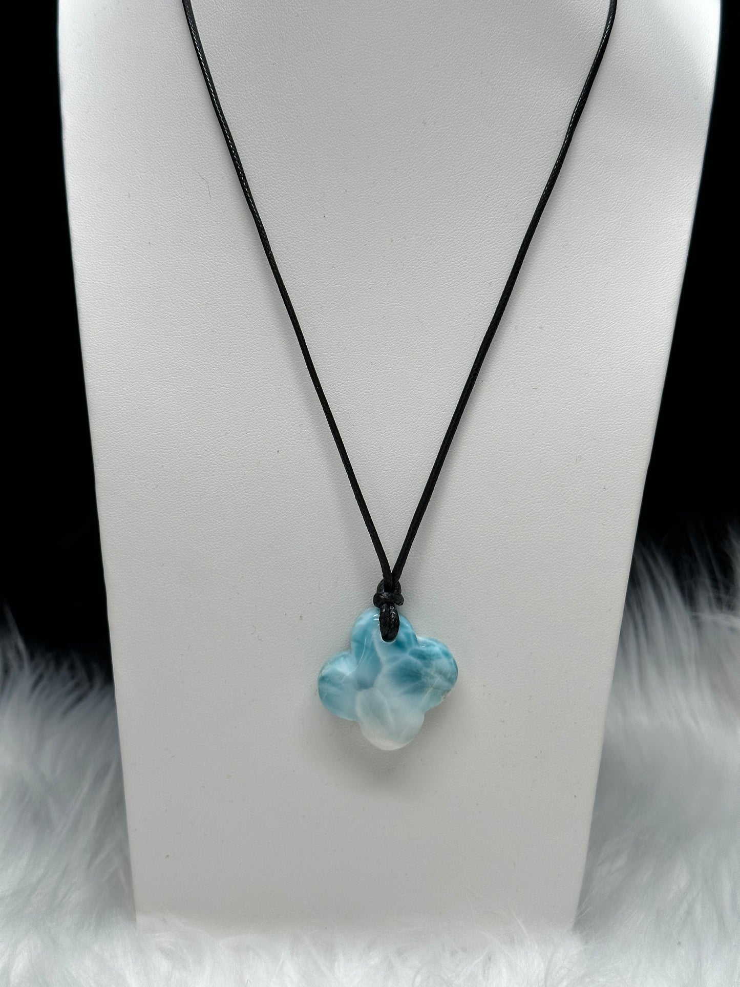 Larimar Clover Leaf Shaped pendant, Larimar Pendant Necklace