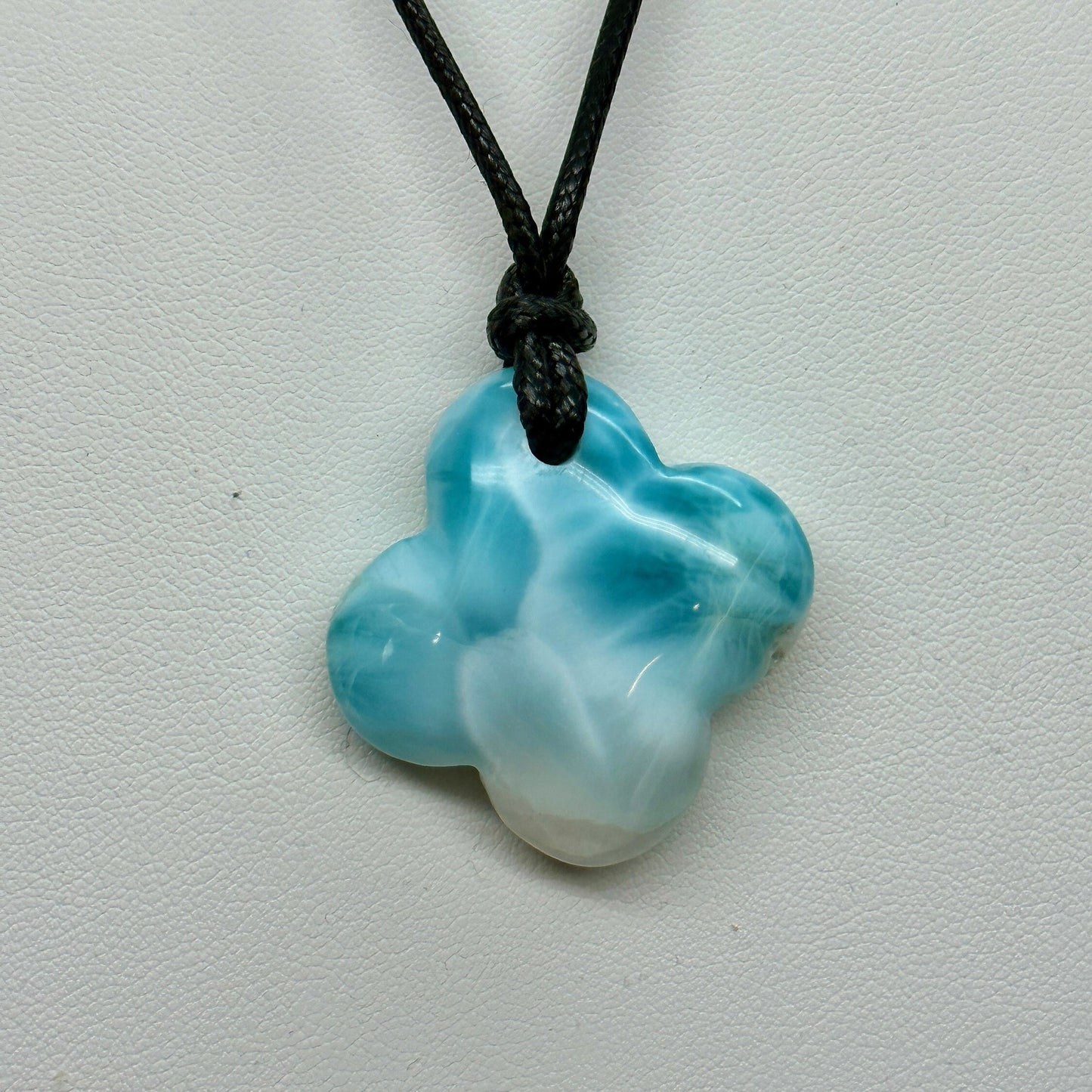 Larimar Clover Leaf Shaped pendant, Larimar Pendant Necklace