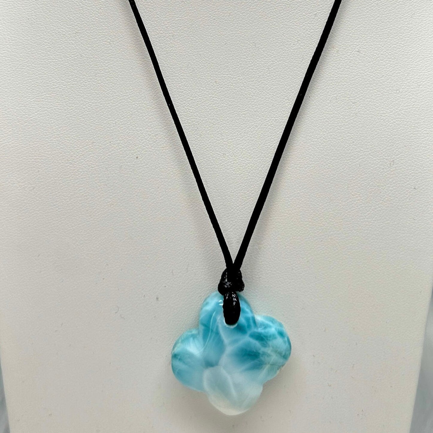 Larimar Clover Leaf Shaped pendant, Larimar Pendant Necklace