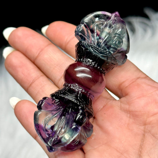 Fluorite Dorje Phurba, Hand Crafted, Amulet Crystal, Buddhist Ceremonial, Reiki Healing