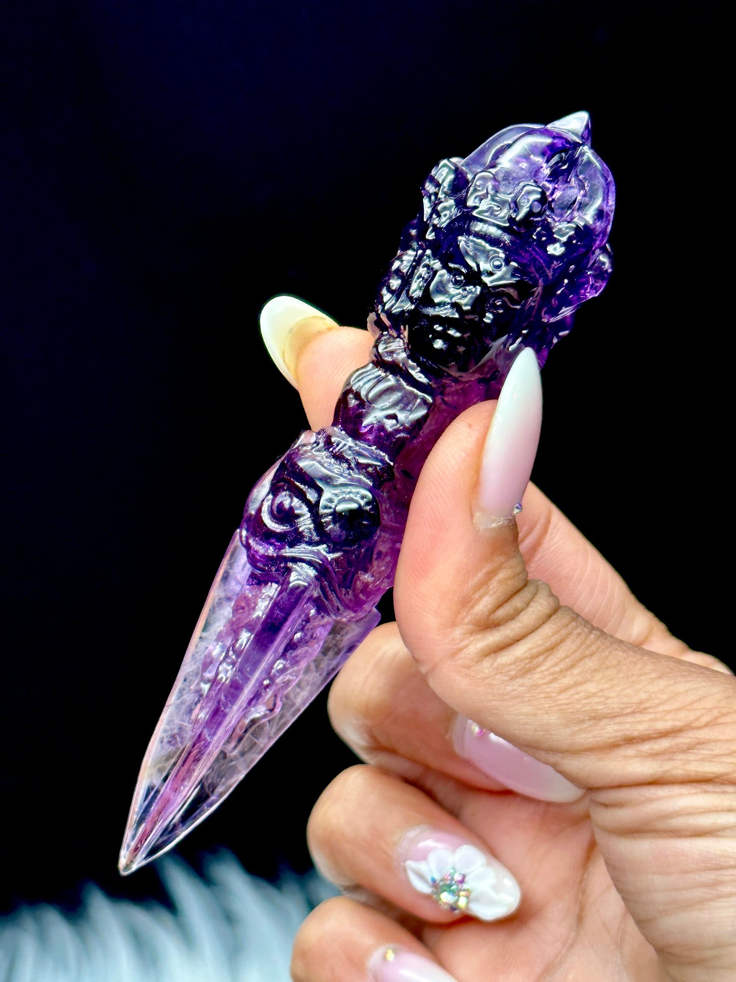 High Quality Amethyst Phurba Wand Channel to your Higher Self Buddhist Gem