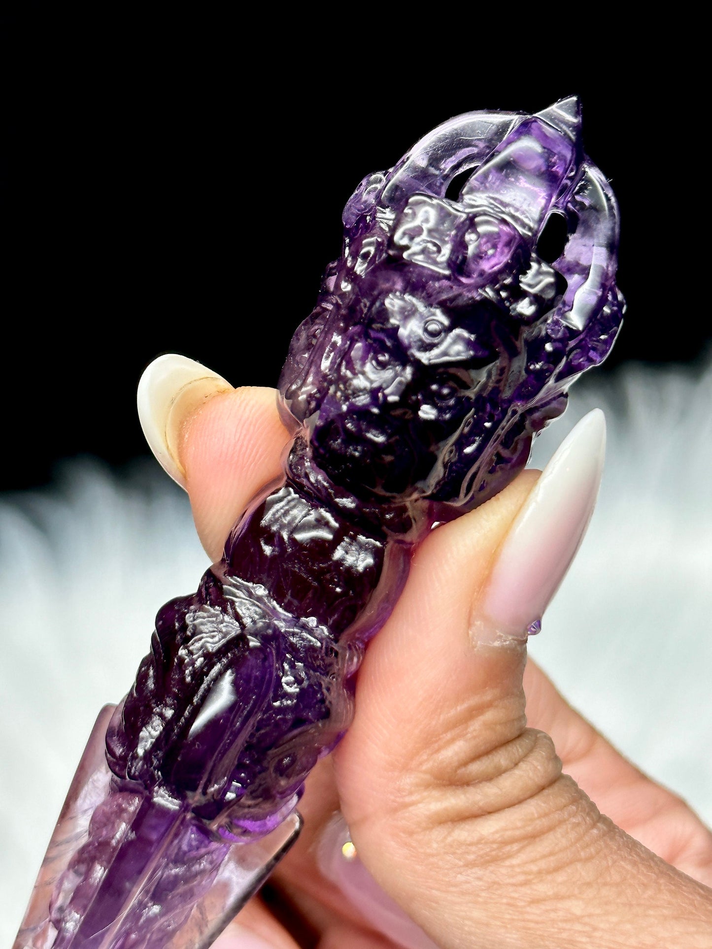 High Quality Amethyst Phurba Wand Channel to your Higher Self Buddhist Gem