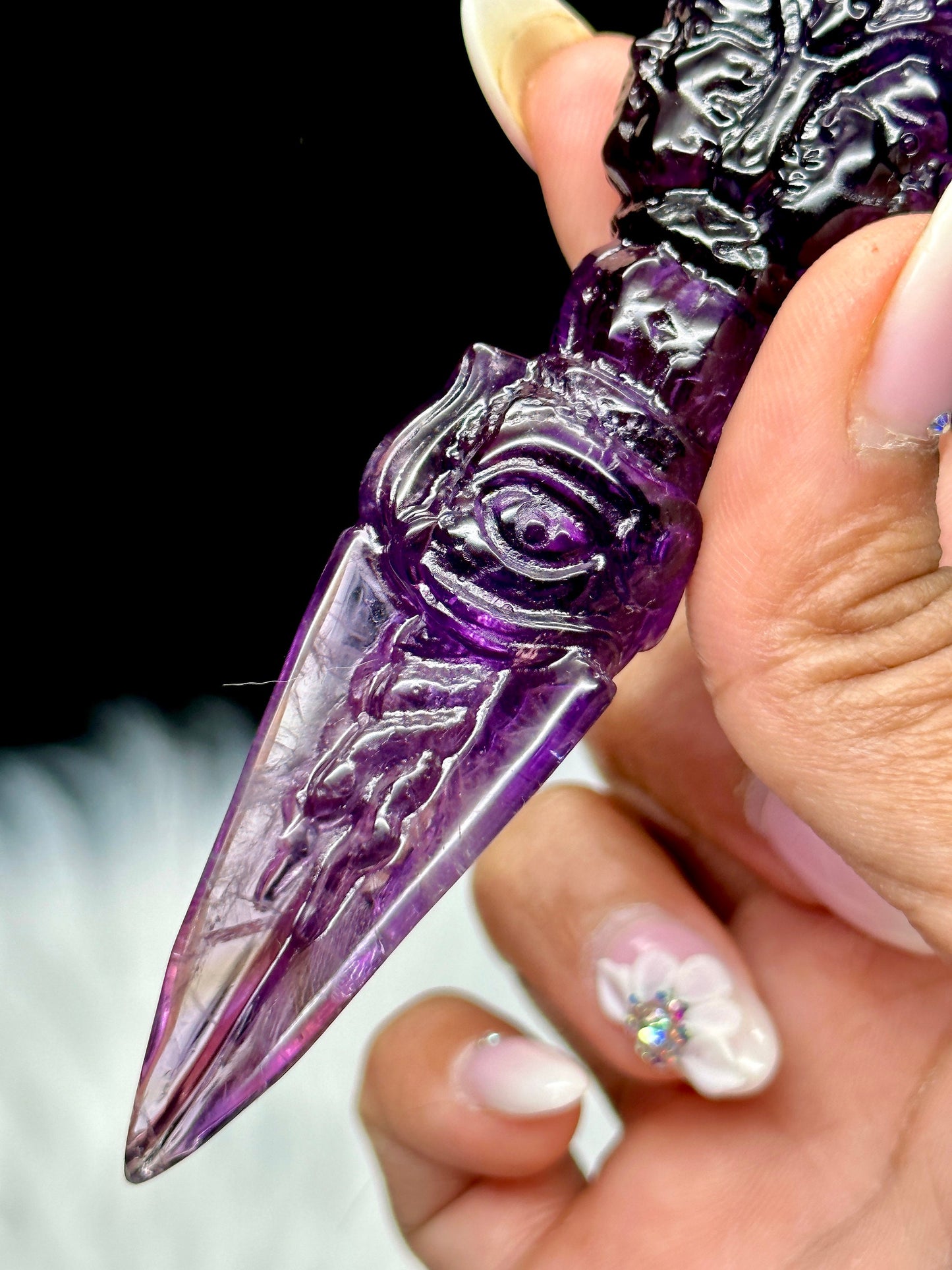 High Quality Amethyst Phurba Wand Channel to your Higher Self Buddhist Gem