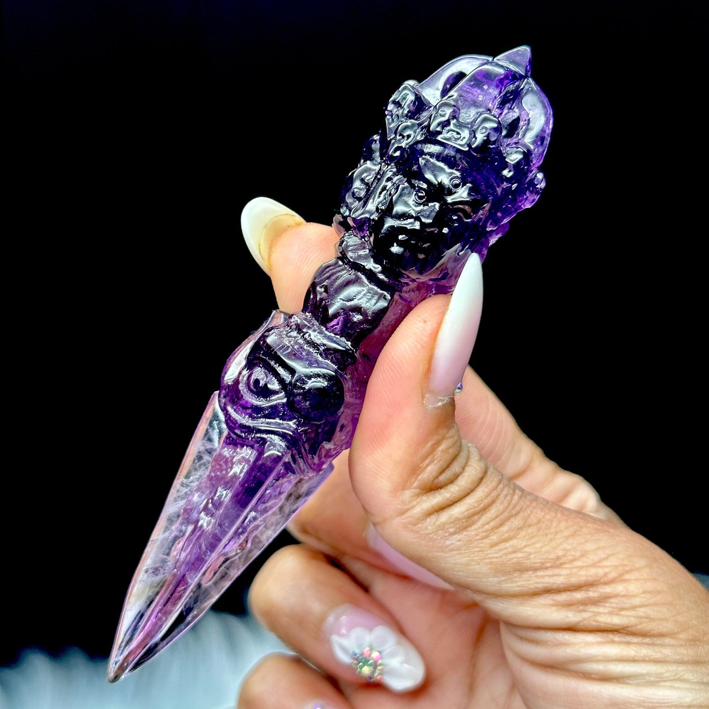 High Quality Amethyst Phurba Wand Channel to your Higher Self Buddhist Gem