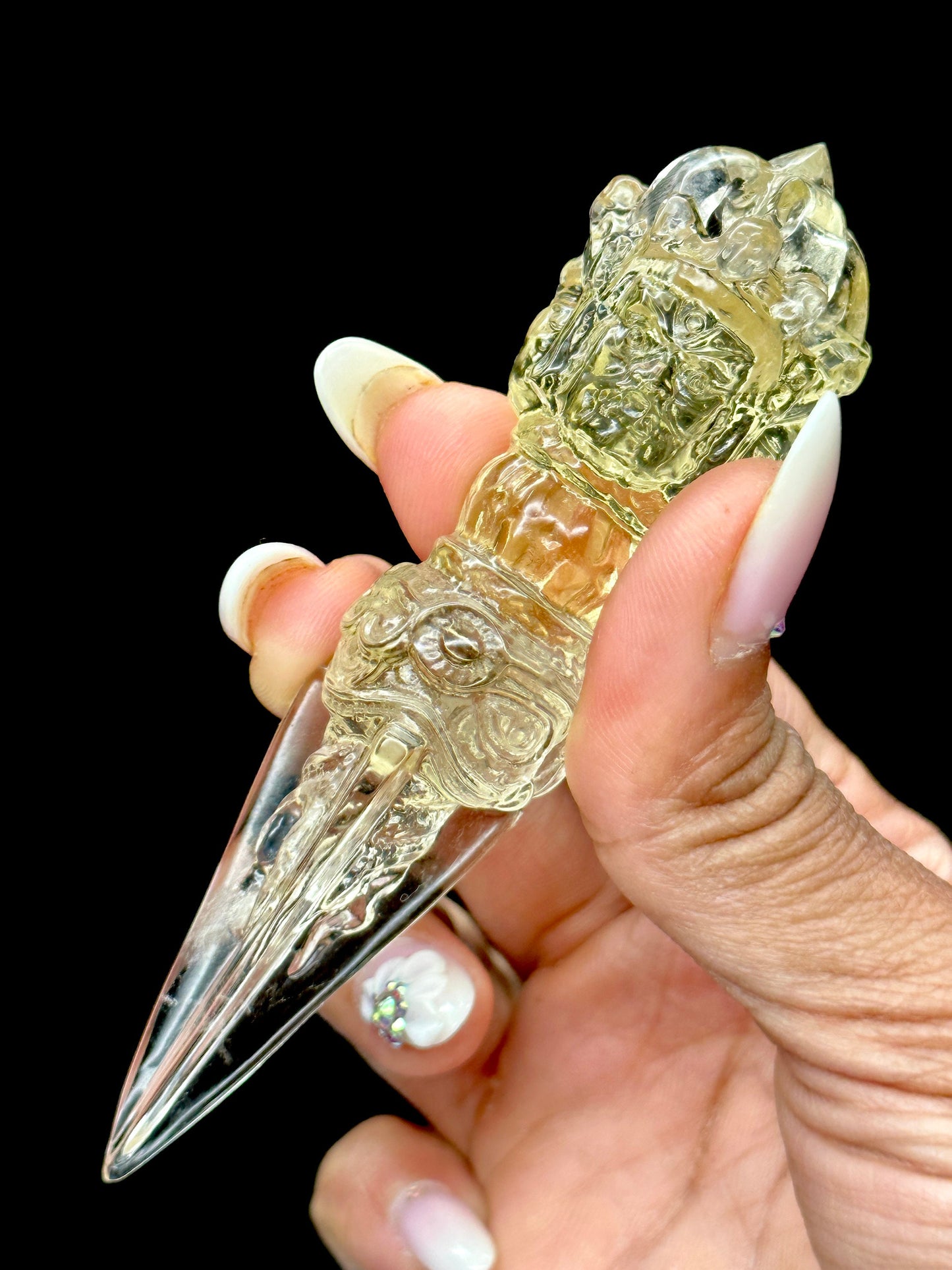 Natural Brazilian Citrine Phurba Wand, Citrine Crystal Phurba Wand- 4.2 inches