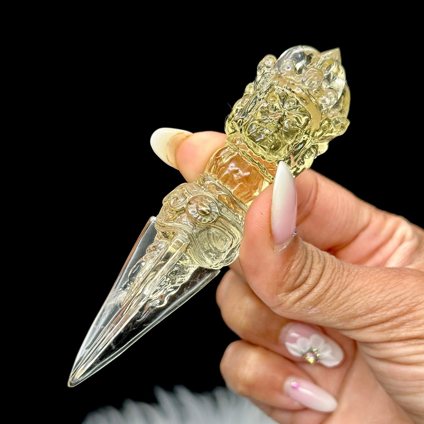 Natural Brazilian Citrine Phurba Wand, Citrine Crystal Phurba Wand- 4.2 inches