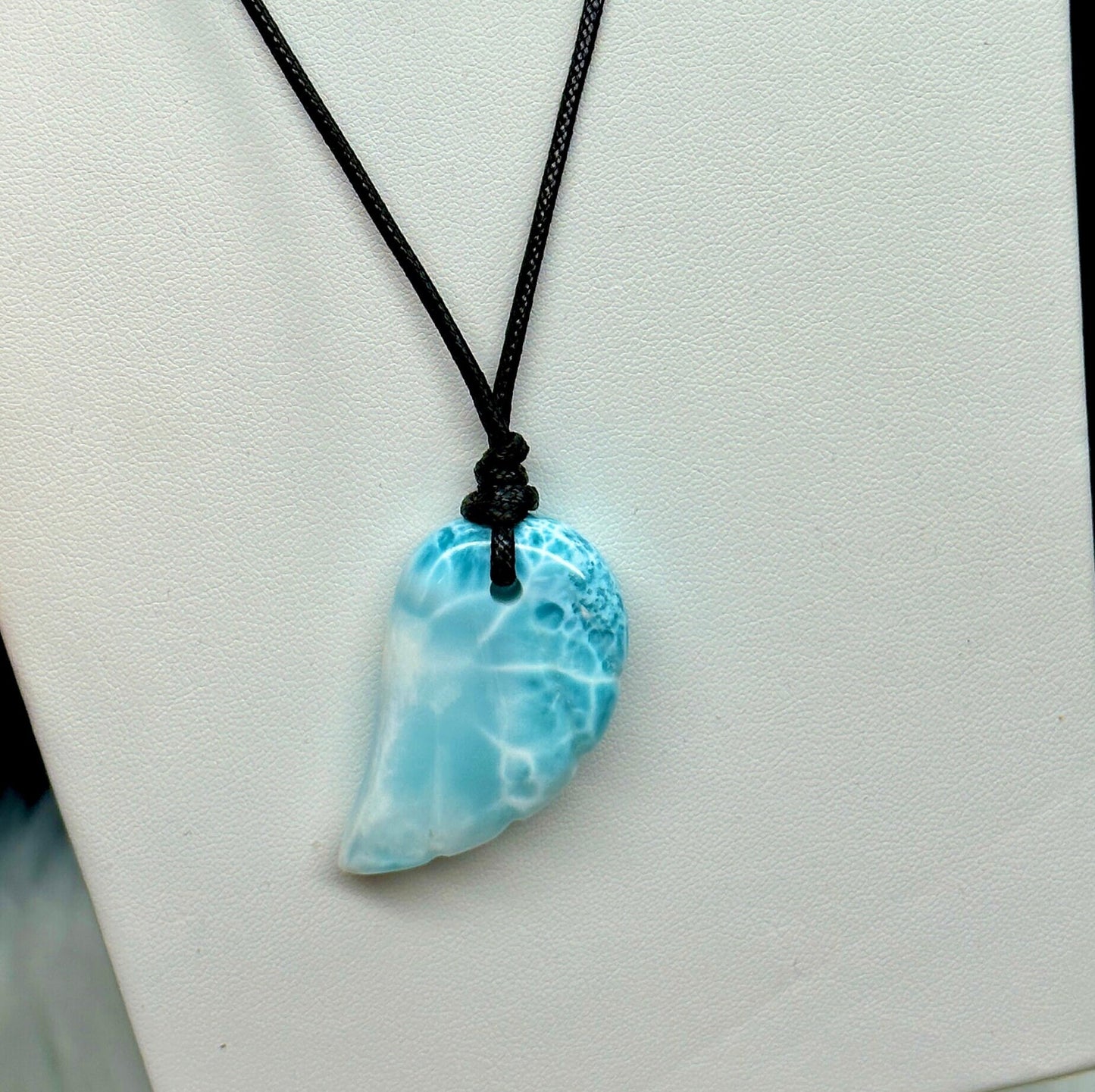 Grade AAA Larimar Crystal Angle Wing Pendant, Larimar Pendant necklace