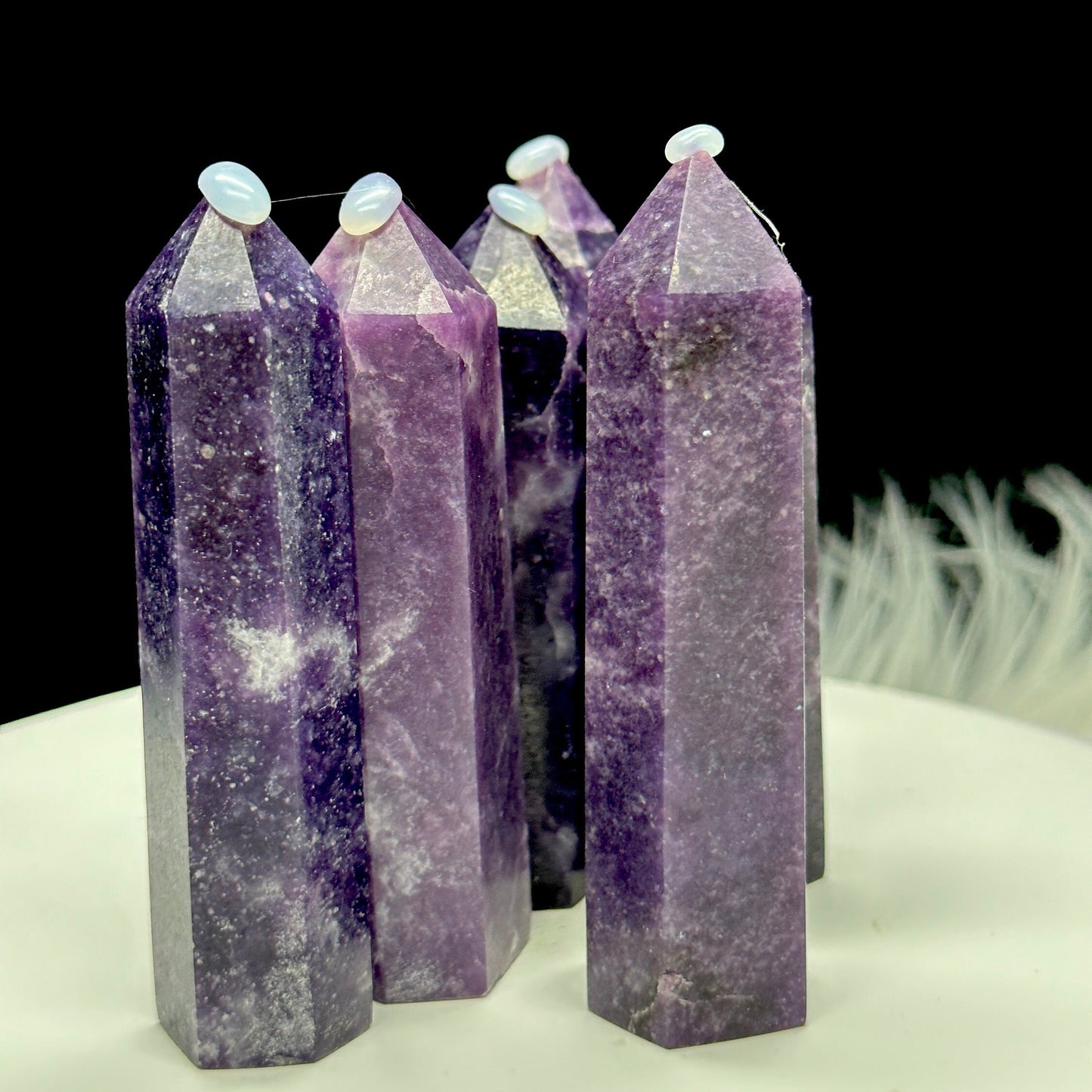 Purple Lepidolite Tower, lepidolite crystal point, Mica tower - 4 inches tall