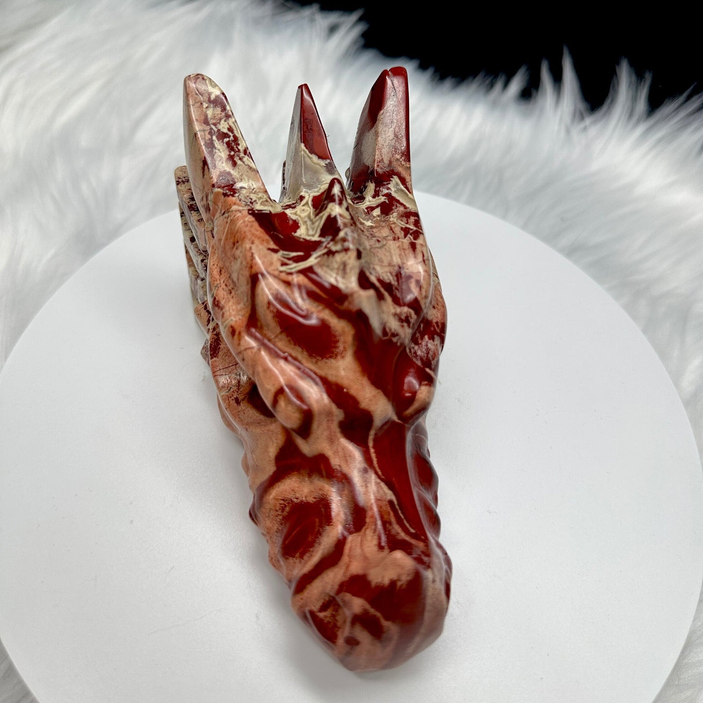 Beautiful Red Jasper Dragon Skull, Crystal Dragon Skull, Red Jasper Dragon Carving, Carved Dragon