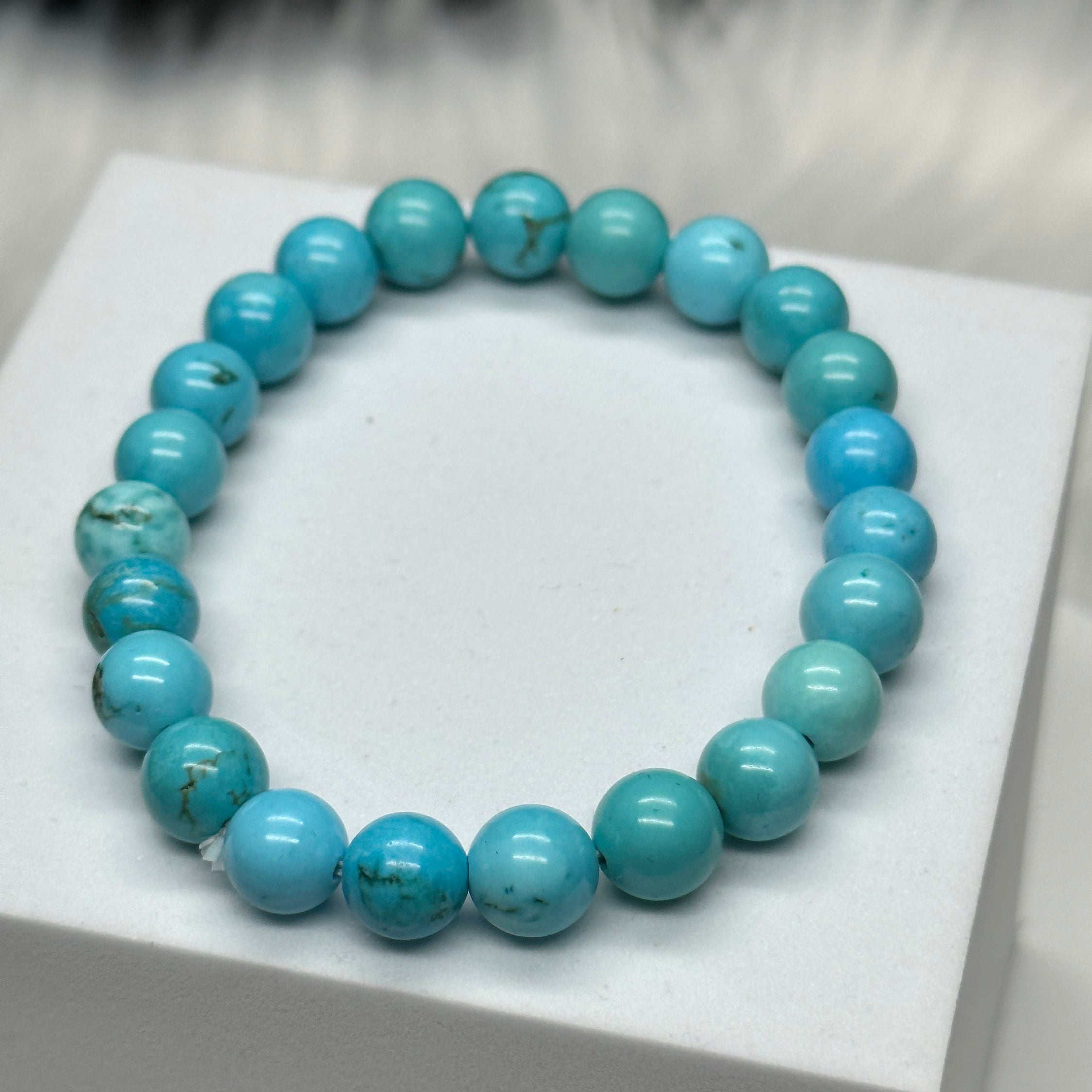 Natural High Quality Blue Turquoise Bracelet Crystal Bracelet 8mm NirViv Crystals and Jewels