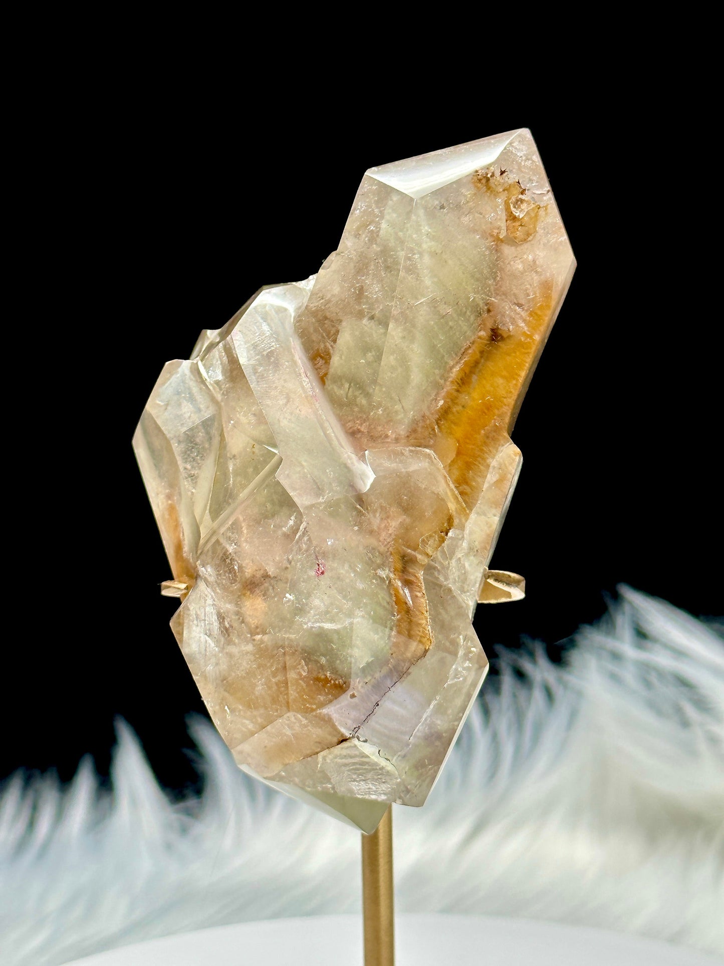 Rare Natural Red Rabbit Hair Quartz Crystal Point Specimen on stand, Rabbit hair rutile in Quartz crystal specimen, Rutilated Quartz