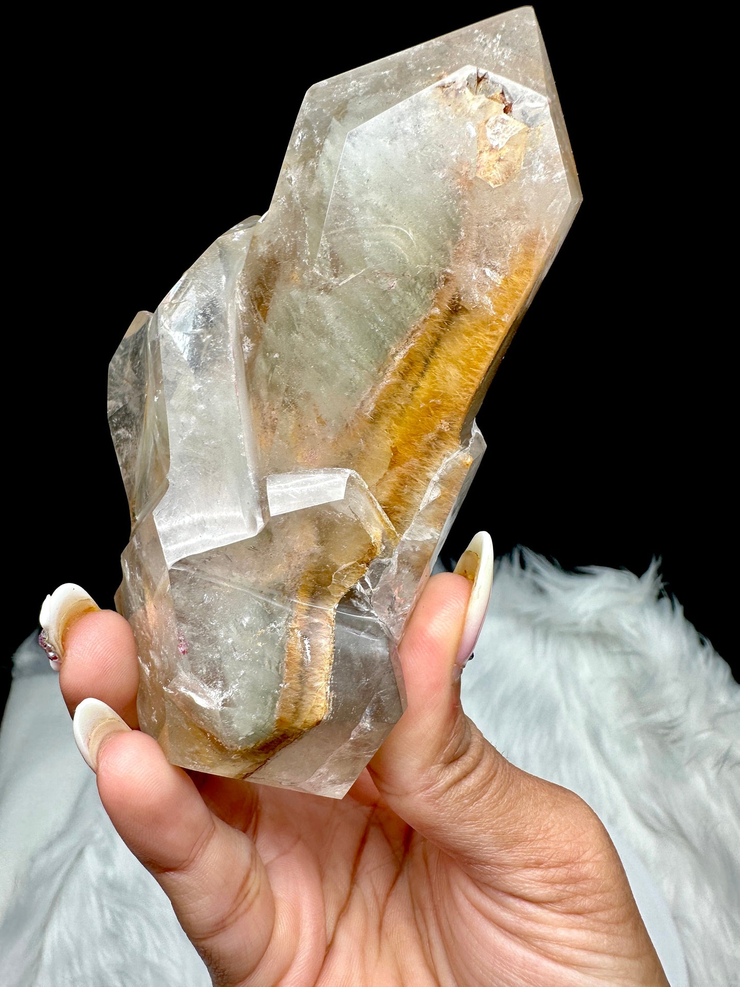 Rare Natural Red Rabbit Hair Quartz Crystal Point Specimen on stand, Rabbit hair rutile in Quartz crystal specimen, Rutilated Quartz