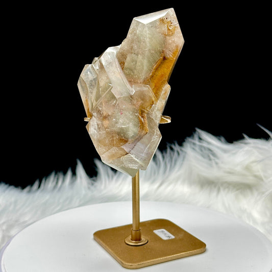 Rare Natural Red Rabbit Hair Quartz Crystal Point Specimen on stand, Rabbit hair rutile in Quartz crystal specimen, Rutilated Quartz