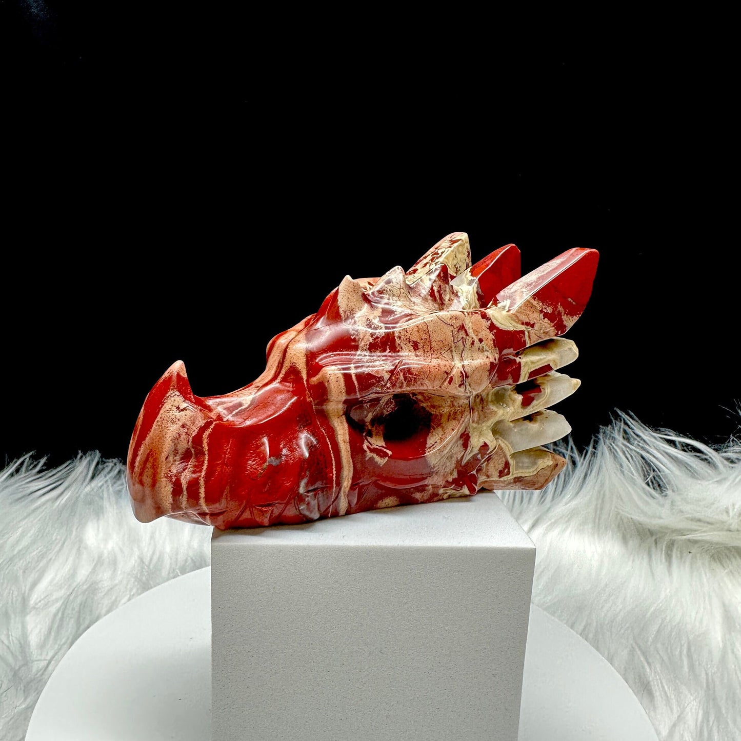 Beautiful Red Jasper Dragon Skull, Crystal Dragon Skull, Red Jasper Dragon Carving, Carved Dragon