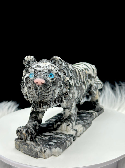 High Quality Zebra Jasper Tiger Carving, Hand Carved, Crystal Zebra Jasper Hand Carved Tiger - 1.2kg