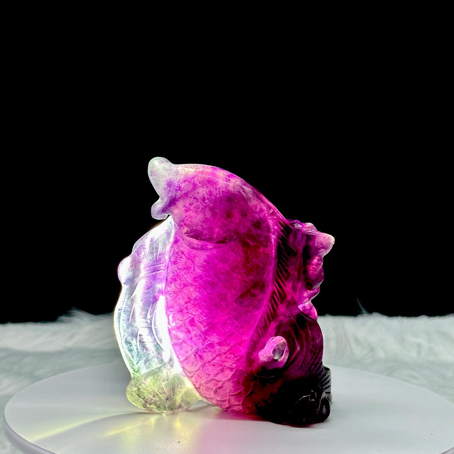 Beautiful Purple Fluorite Feng-Shui Fish Carving