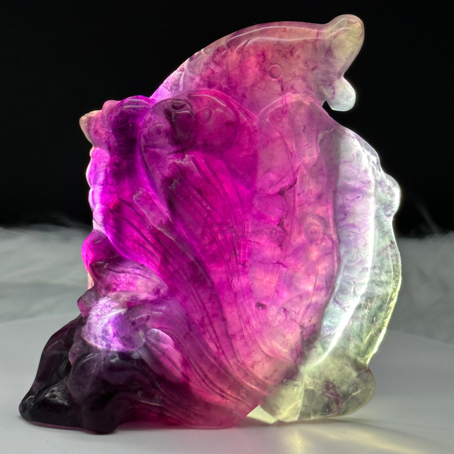 Beautiful Purple Fluorite Feng-Shui Fish Carving