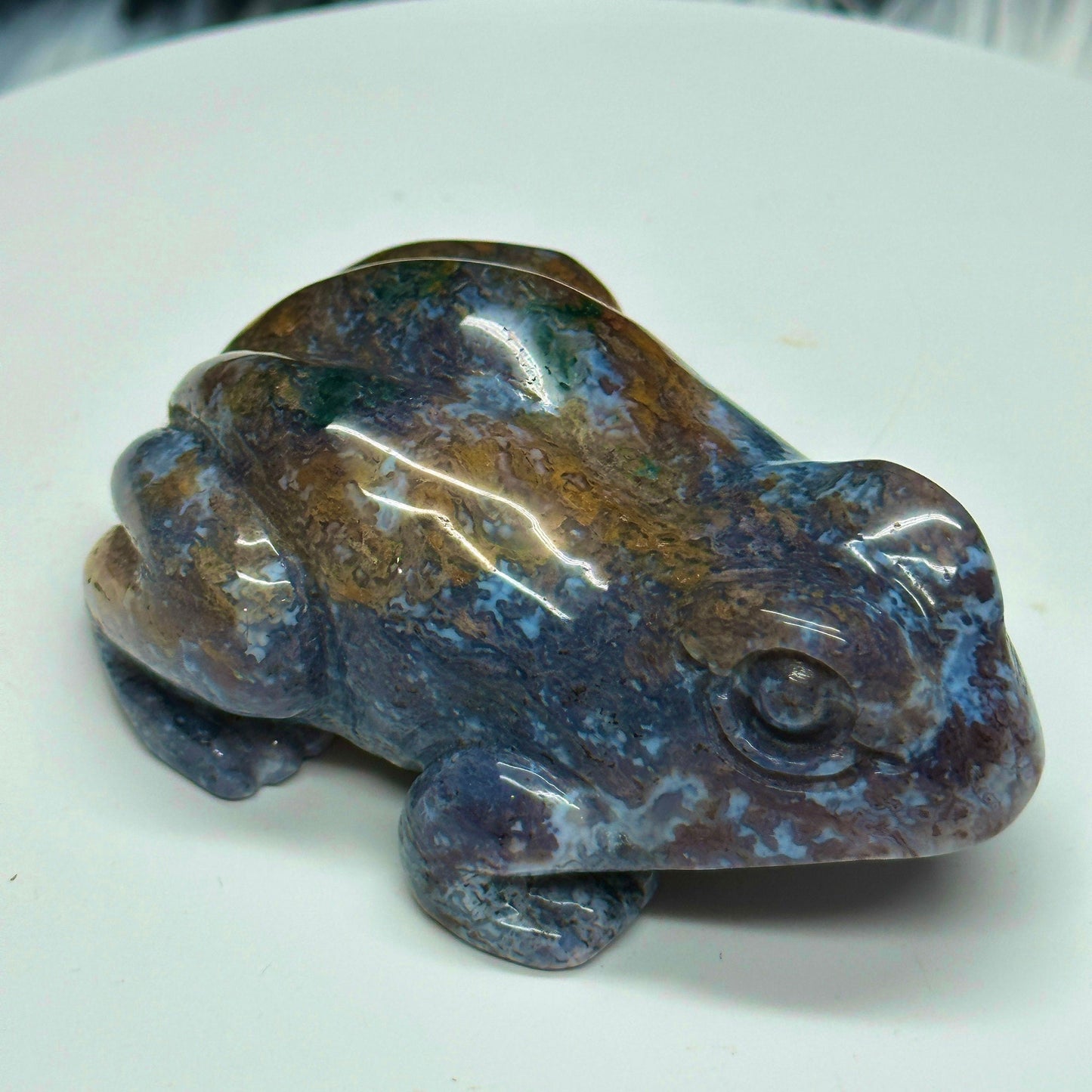 Beautiful Ocean Jasper Crystal Frog Carving