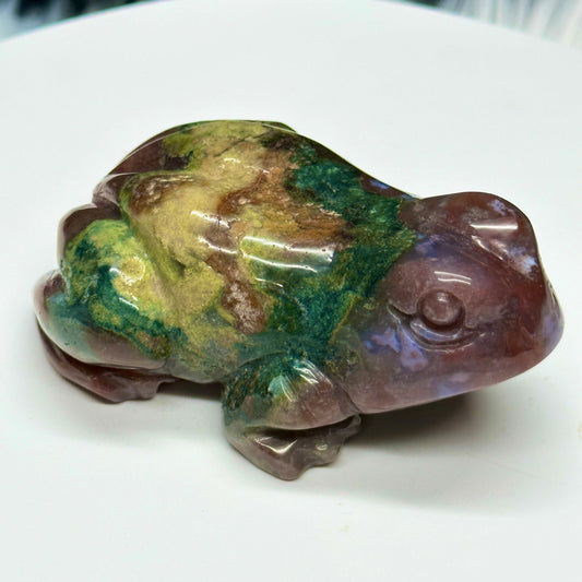 Colorful Ocean Jasper Crystal Frog Carving