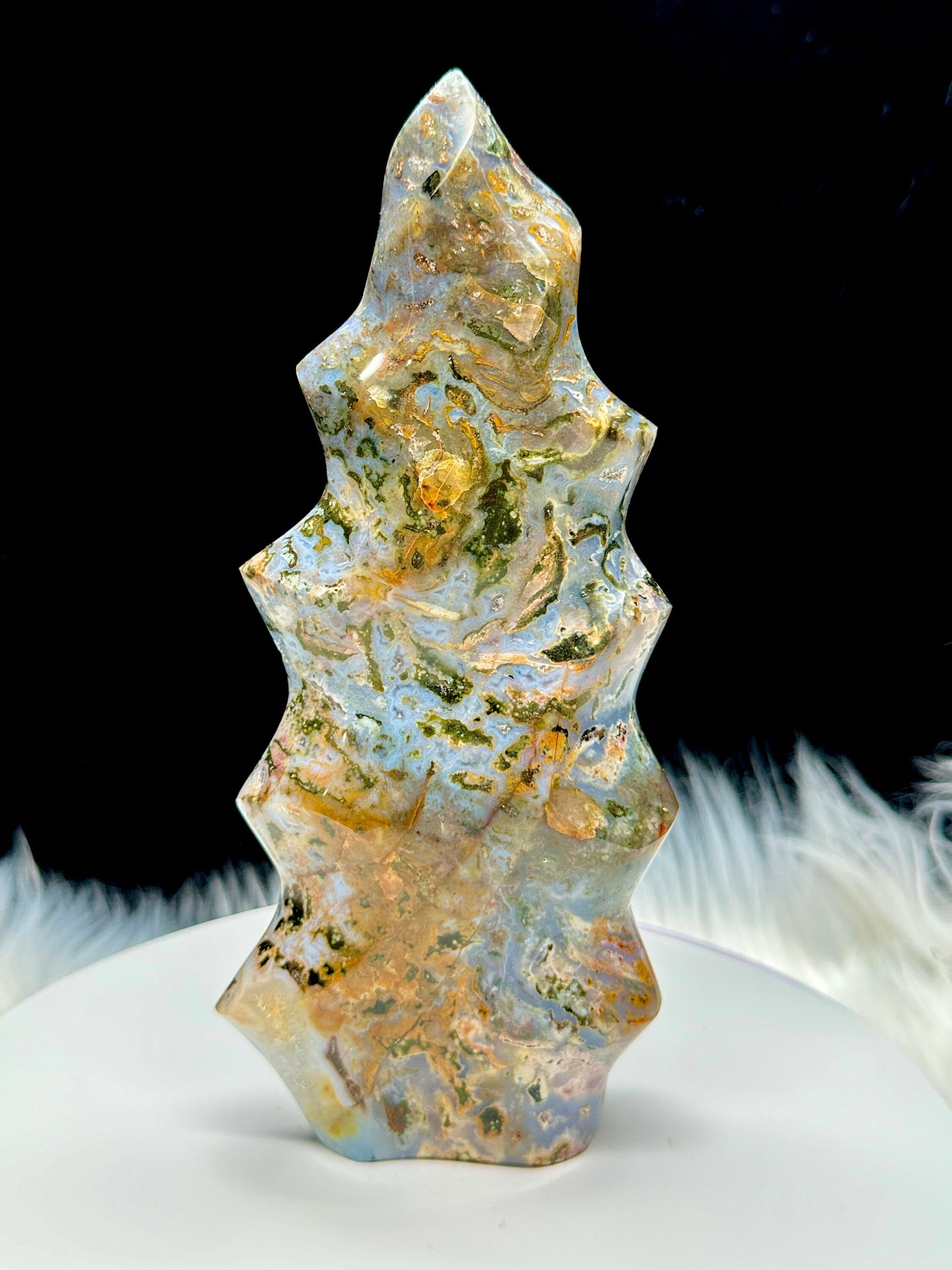 Colorful Large Ocean Jasper Flame, Ocean Jasper Crystal Flame, Ocean Jasper Freeform- 9 inches height approx.