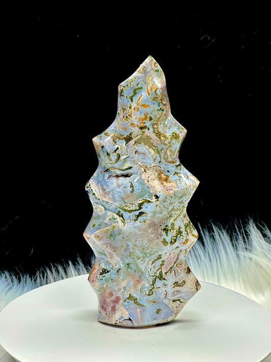 Colorful Large Ocean Jasper Flame, Ocean Jasper Crystal Flame, Ocean Jasper Freeform- 9 inches height approx.