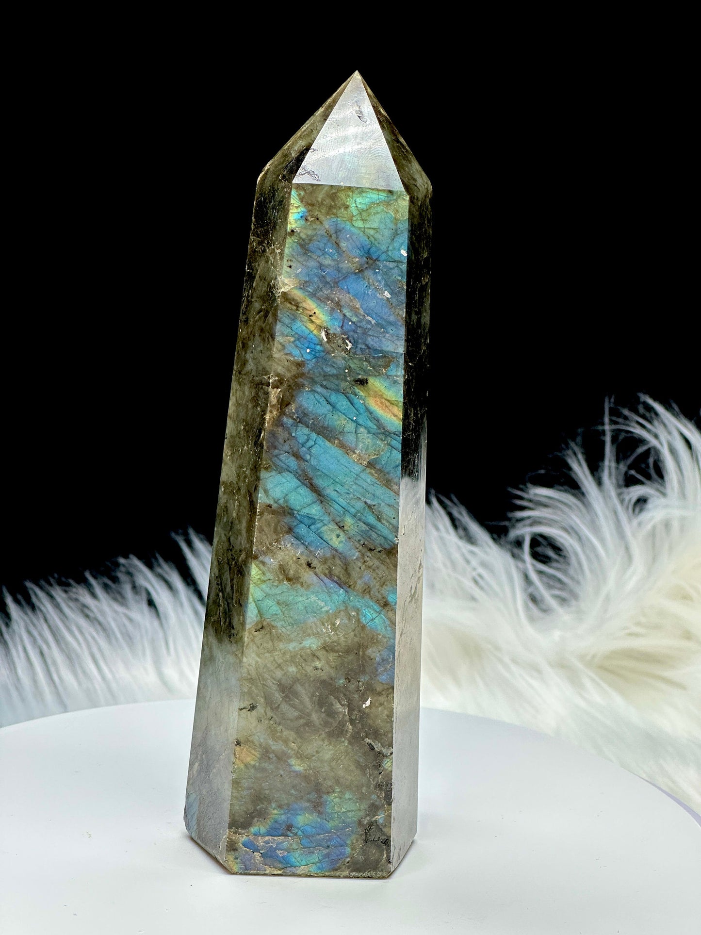 Large Flashy Labradorite Tower , Labradorite Large Crystal Tower - 12 inches tall